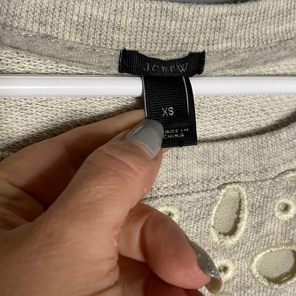 J Crew Gray Eyelet Sweatshirt Size XS - Picture 4 of 5